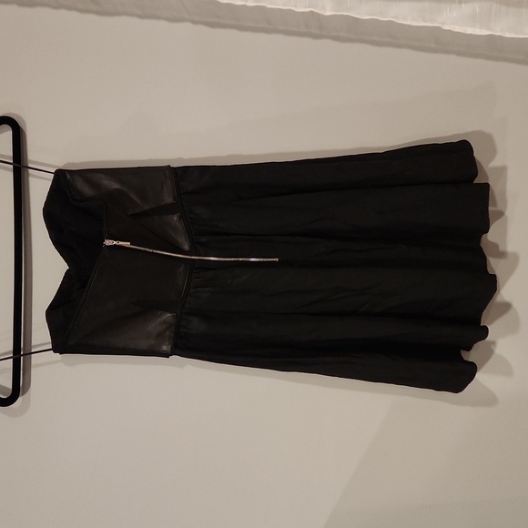 ⭕️ PRICE FIRM Rebecca Taylor Lamb Leather Panel Strapless Black Dress Size 2 - Picture 8 of 8